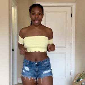 Yellow Off The Shoulder Crop Top